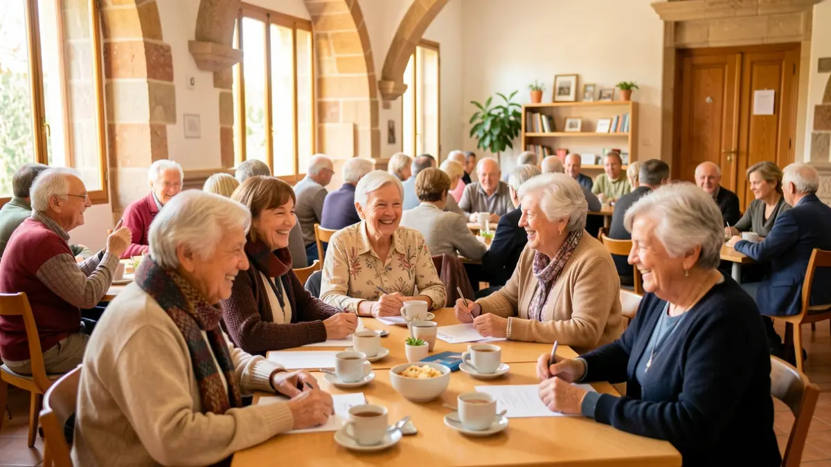 Elderly people participating in workshops during the Senior Citizens' Month in Sant Quirze del Vallès.