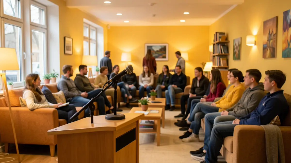 Espai segur per a joves amb micròfon per a sessions de coaching.