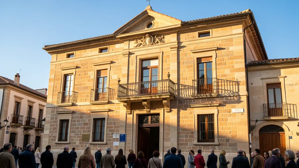Fachada del Ayuntamiento de Sant Sadurní d'Anoia con luz de tarde.