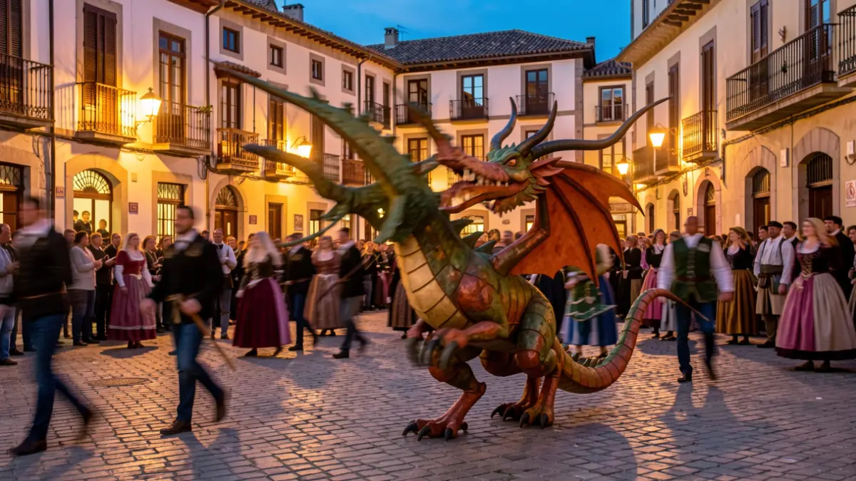 Generic image of a Catalan popular festival with a festive figure and people in the background.