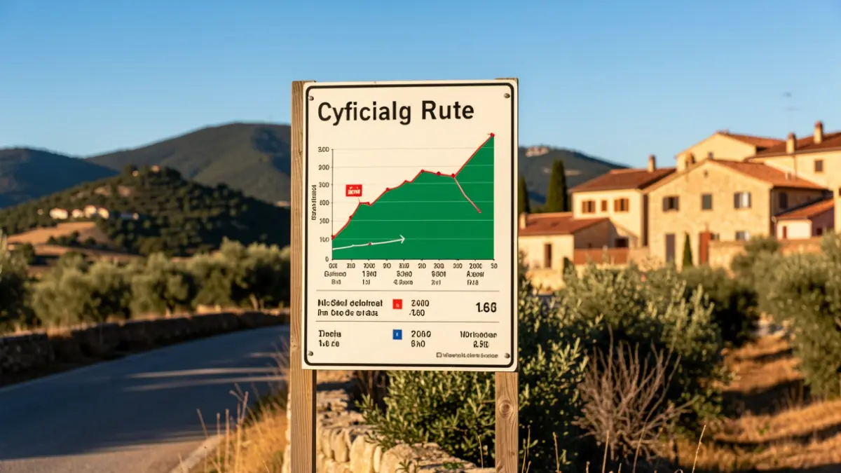 New official sign for a mountain cycling route in Seva, Osona.
