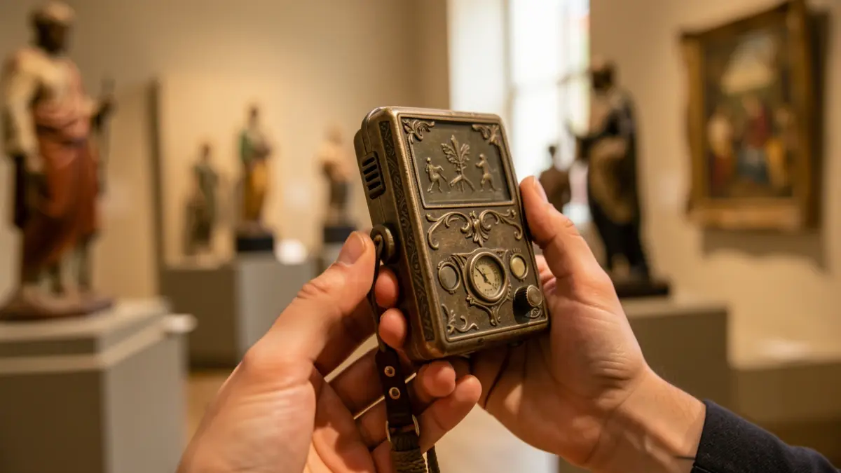 Imagen de una audioguía sensorial en un museo, sugiriendo bienestar emocional.