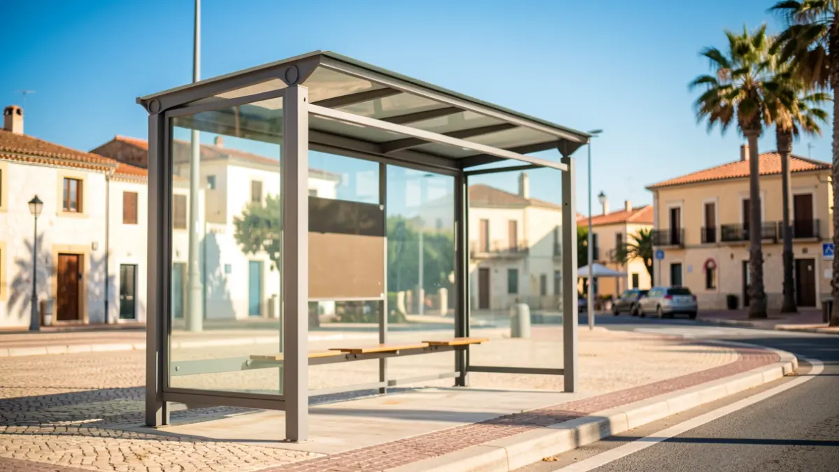 Parada de bus a Sitges durant la Setmana de la Mobilitat.