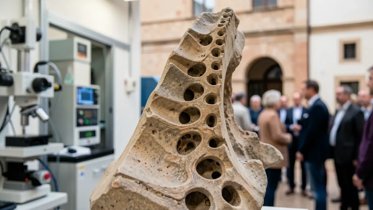 Vértebra de dinosaurio Abditosaurus con su estructura interna detallada.