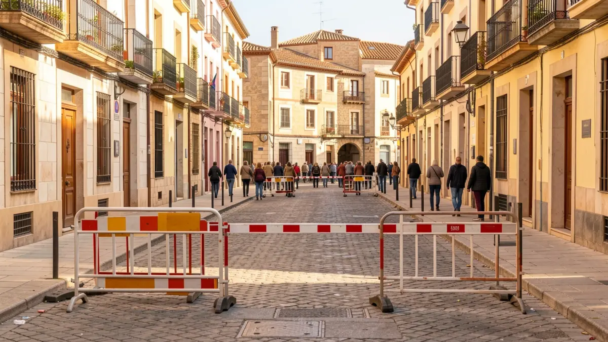 Generic image of a closed street due to works or an event in Catalonia.