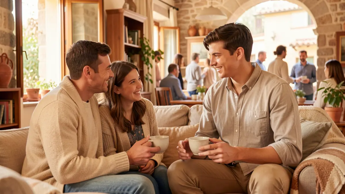 Generic image of a family interacting with a teenager in a domestic setting.