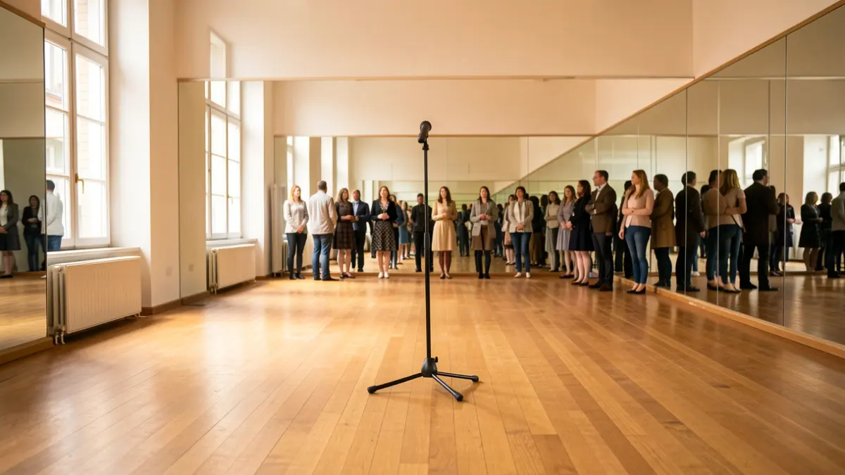 Imatge genèrica d'un estudi de dansa buit amb llum natural.