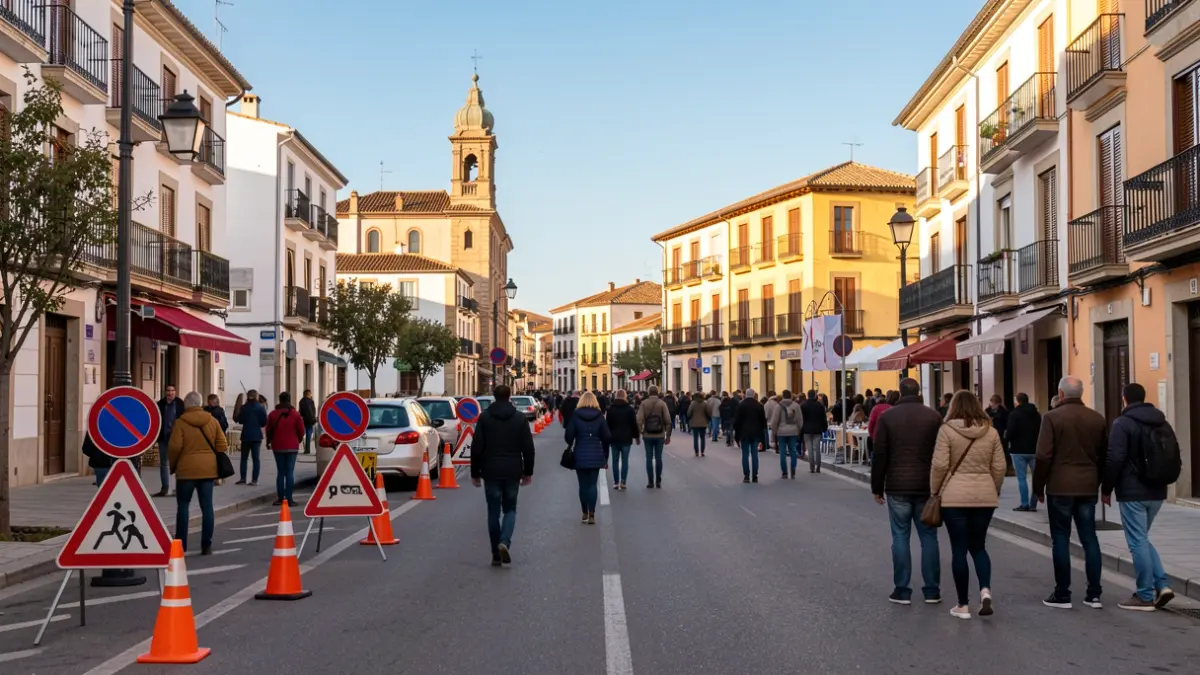Generic image of a traffic closure for a local festival in Lleida.