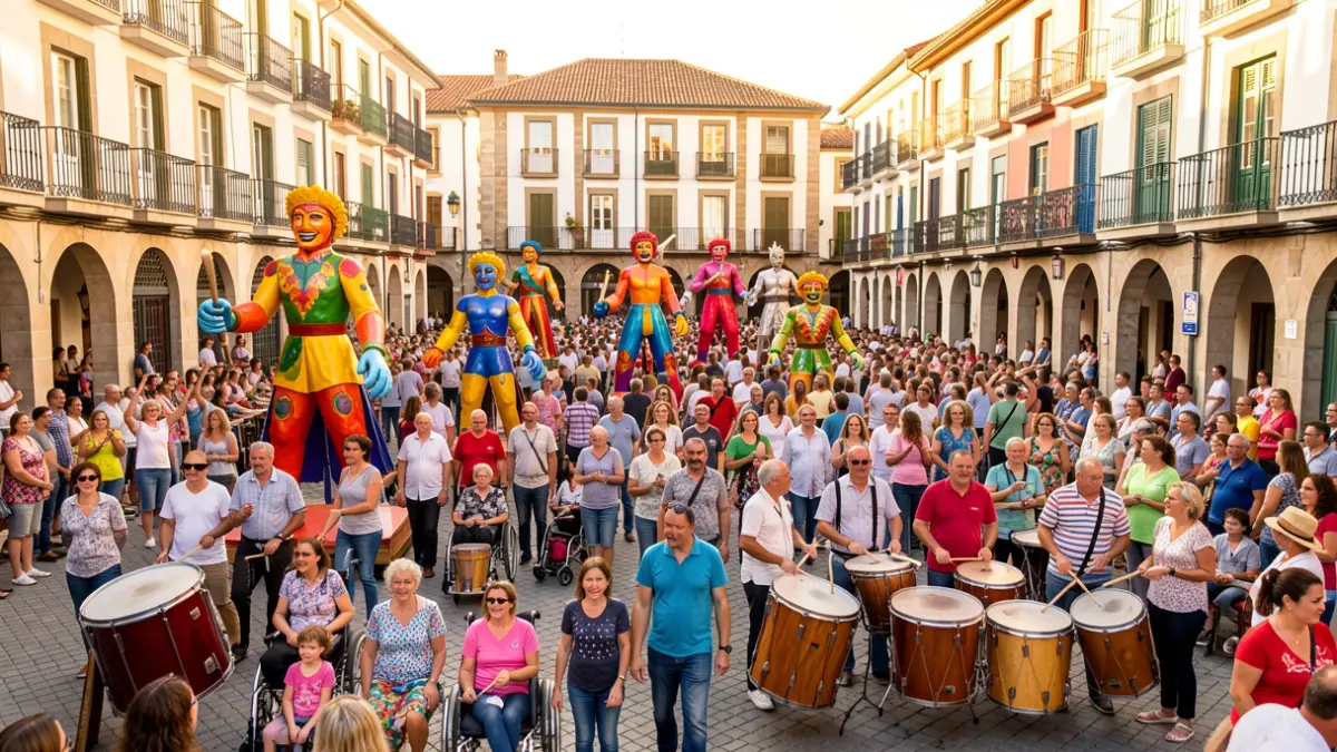 Generic image of an inclusive celebration with giants and diverse participants.