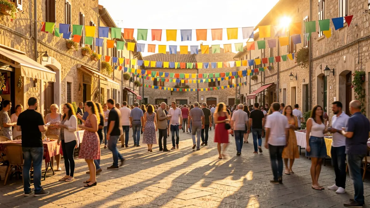 Imatge genèrica d'una festa popular a una plaça de poble català.