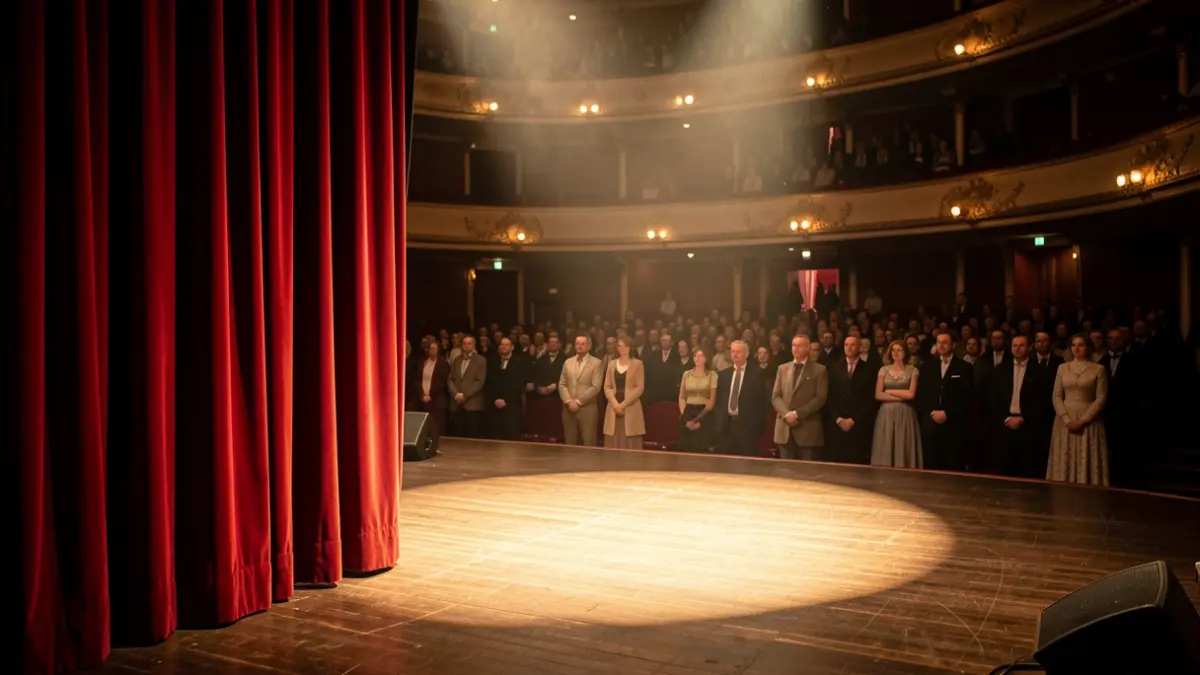 Imatge genèrica d'un escenari de teatre amb cortines i llum.