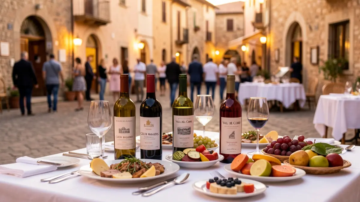 Imatge genèrica d'un tast de vins i productes locals a l'aire lliure.