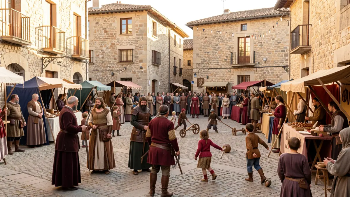 Recreació històrica de la Festa Remença a Tavèrnoles amb actors i artesans.