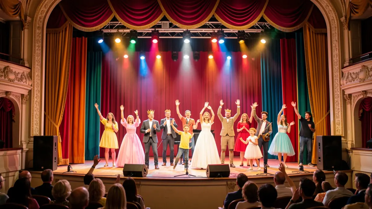 Generic image of a theatre stage with curtains and lights.