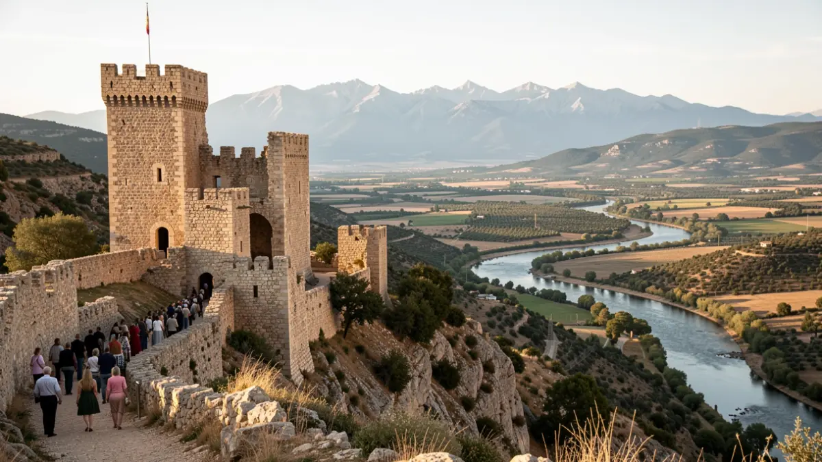 Imagen genérica de ruinas de castillo con paisaje de montaña.