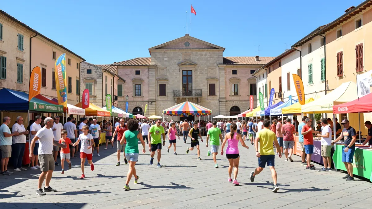 Imagen genérica de una fiesta deportiva al aire libre con gente participando en actividades.