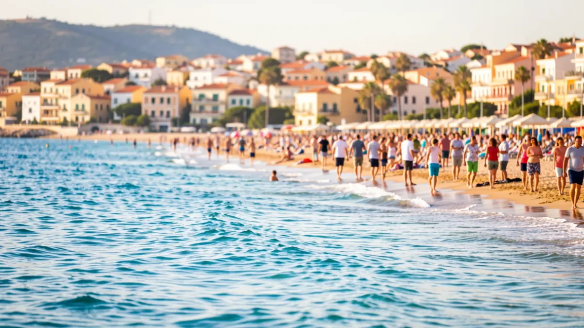 Imagen genérica de la costa de Torredembarra con la ciudad al fondo.