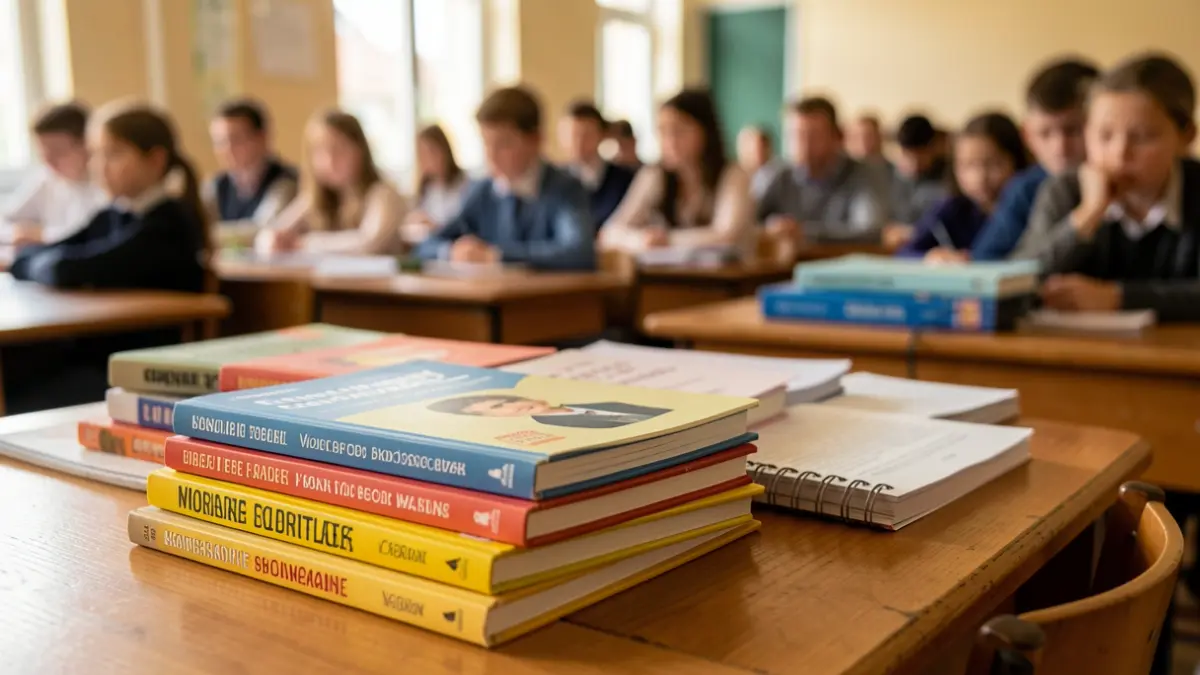 Generic image of textbooks and school supplies.