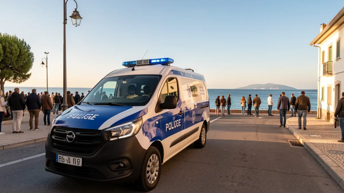 Unidad móvil de la Policía Nacional en Sitges.