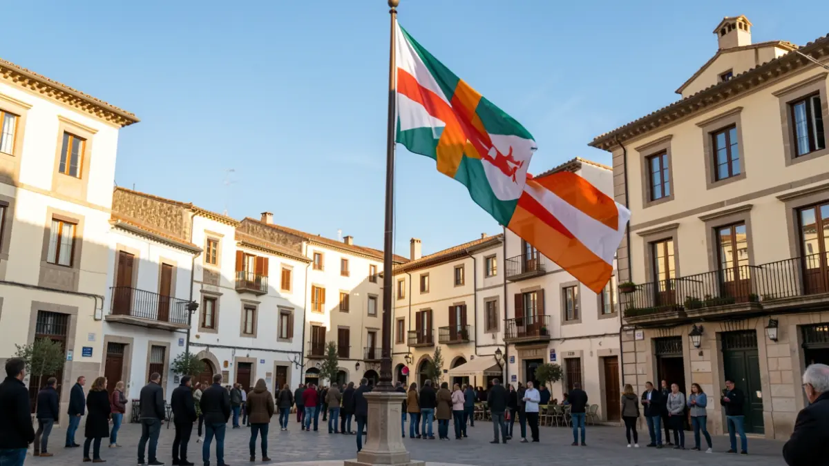 Imagen genérica de una izada de bandera catalana en un pueblo.