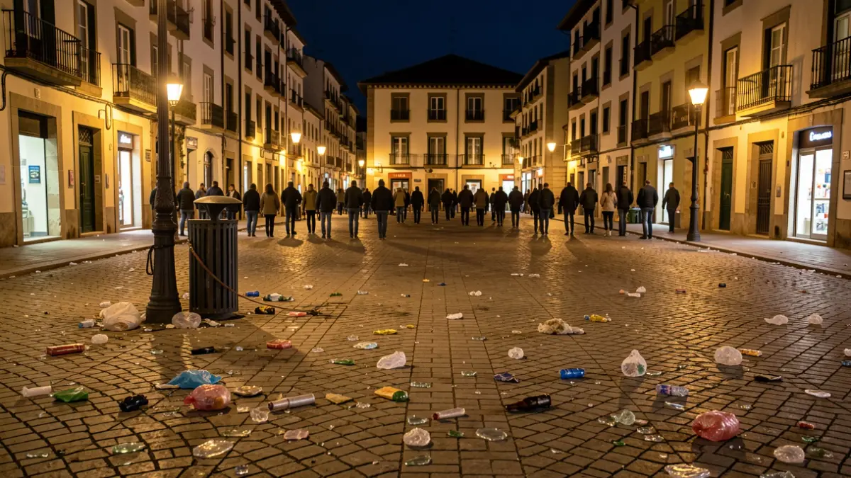 Generic image of litter and broken glass in a Vic square.