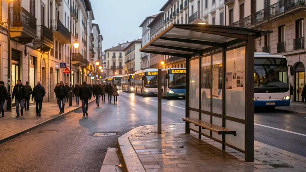 Generic image of a bus stop in Vic in the early morning.