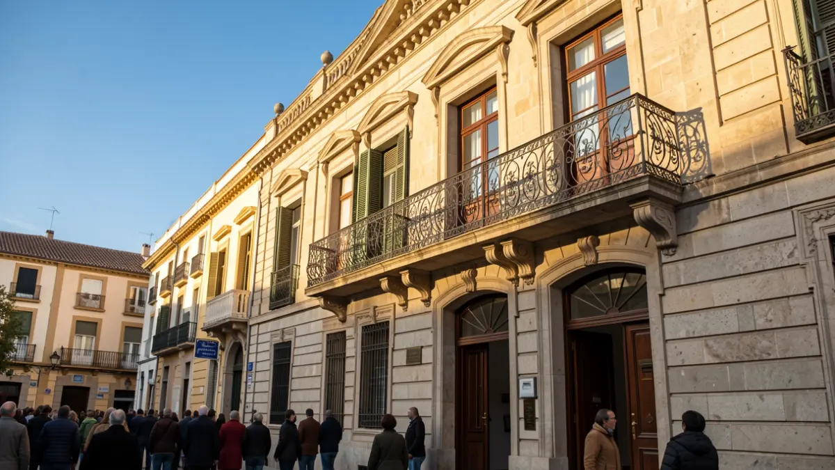 Façana de l'Ajuntament de Vic en un dia assolellat.