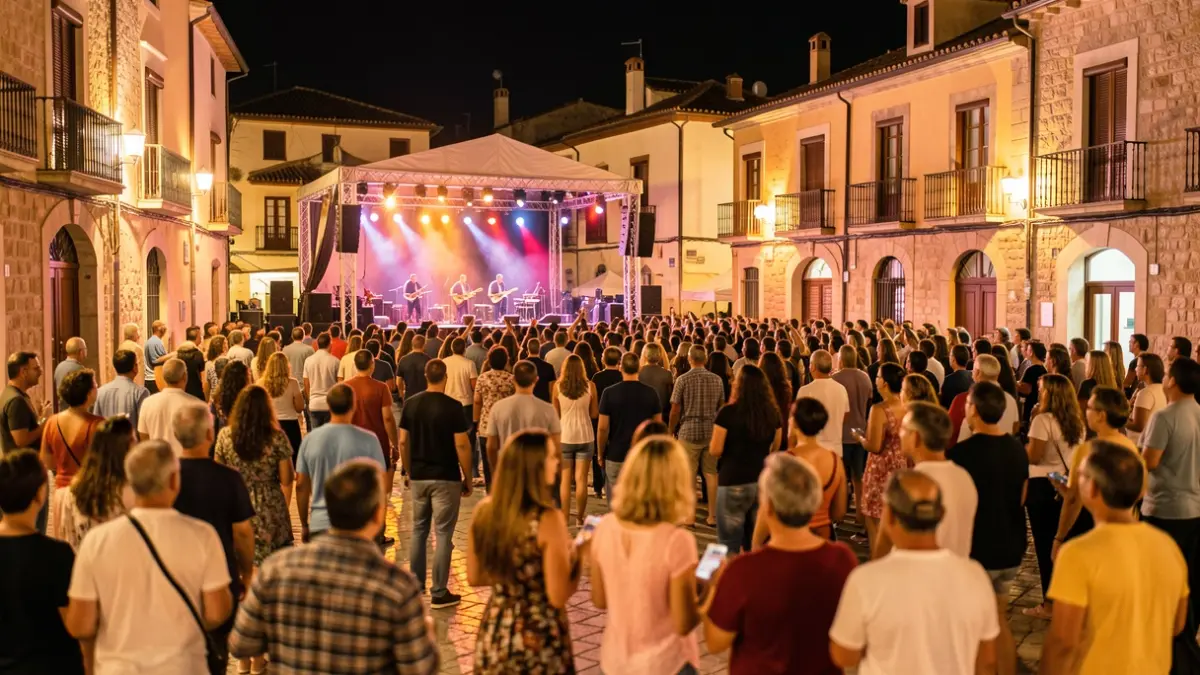 Multitud gaudint d'un concert a la plaça Major de Vic durant el Mercat de Música Viva.