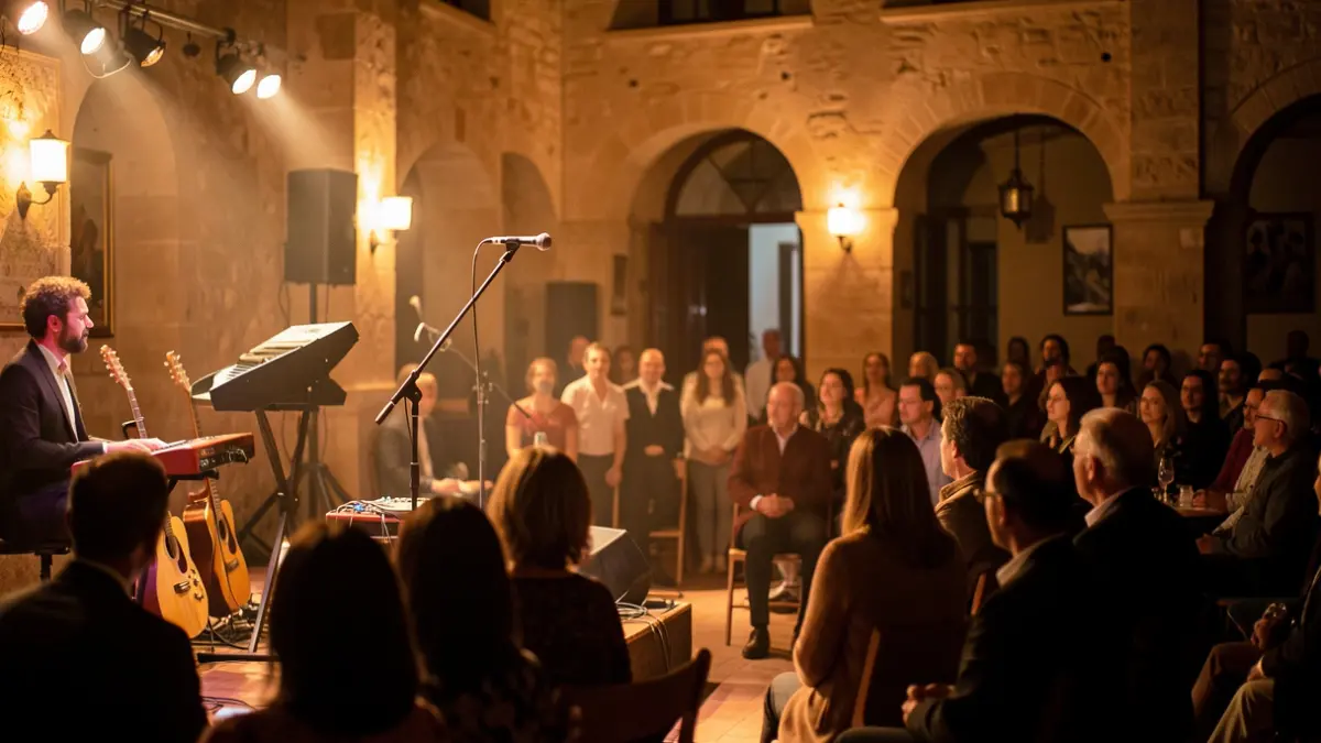 Imatge genèrica d'un concert íntim en un espai cultural mediterrani.