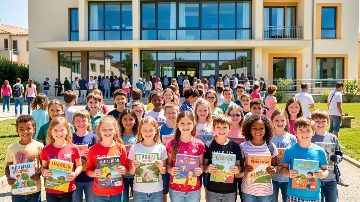 Imatge genèrica de nens i nenes davant d'una escola a Vilafranca.