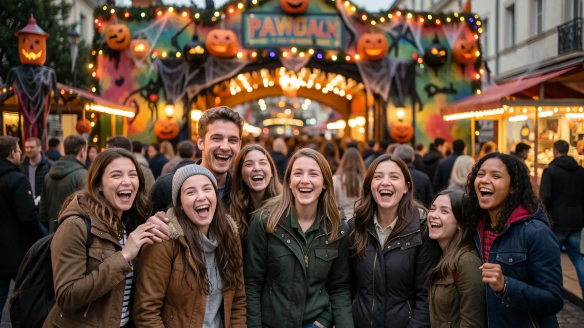 Generic image of young people celebrating a themed party at an amusement park.