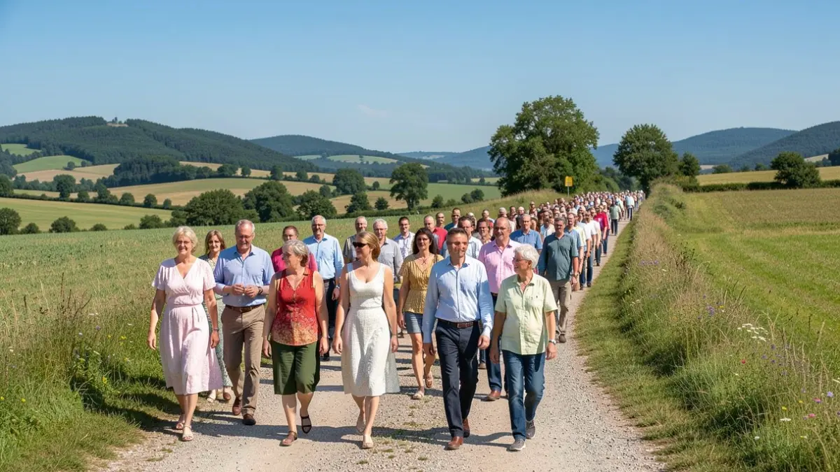 Imatge genèrica de participants en una caminada solidària en un entorn rural.