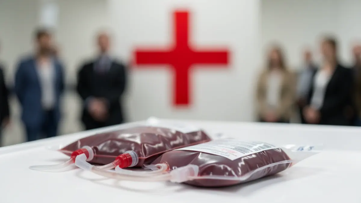 Generic image of blood and plasma bags on a white surface.
