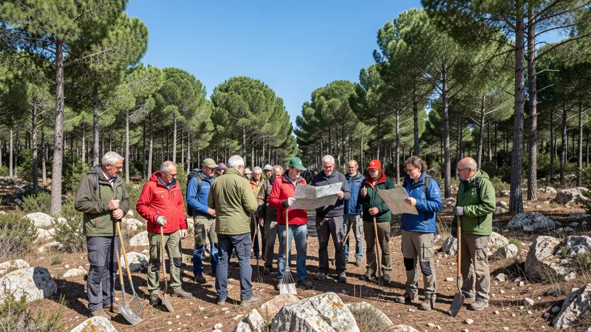 Volunteers of ADF Vallalta working on forest fire prevention.