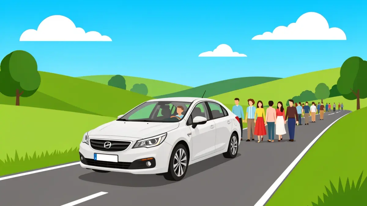 Illustration of a family traveling to support children's activities.