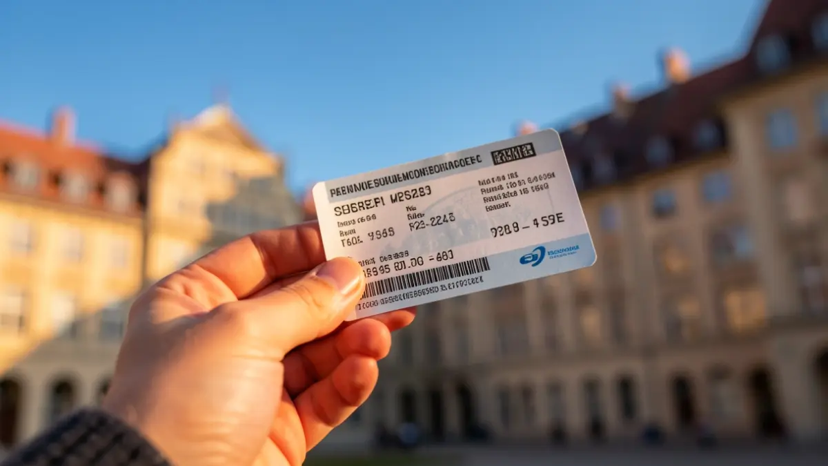 Generic image of a bus ticket near a university building.