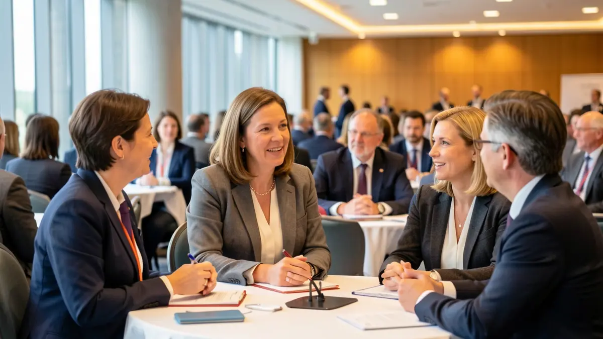 Local representatives discussing at a governance event.