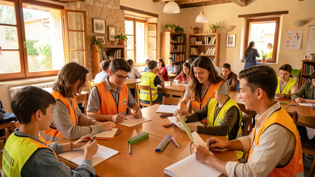 Generic image of young students participating in a volunteer activity inside a classroom.