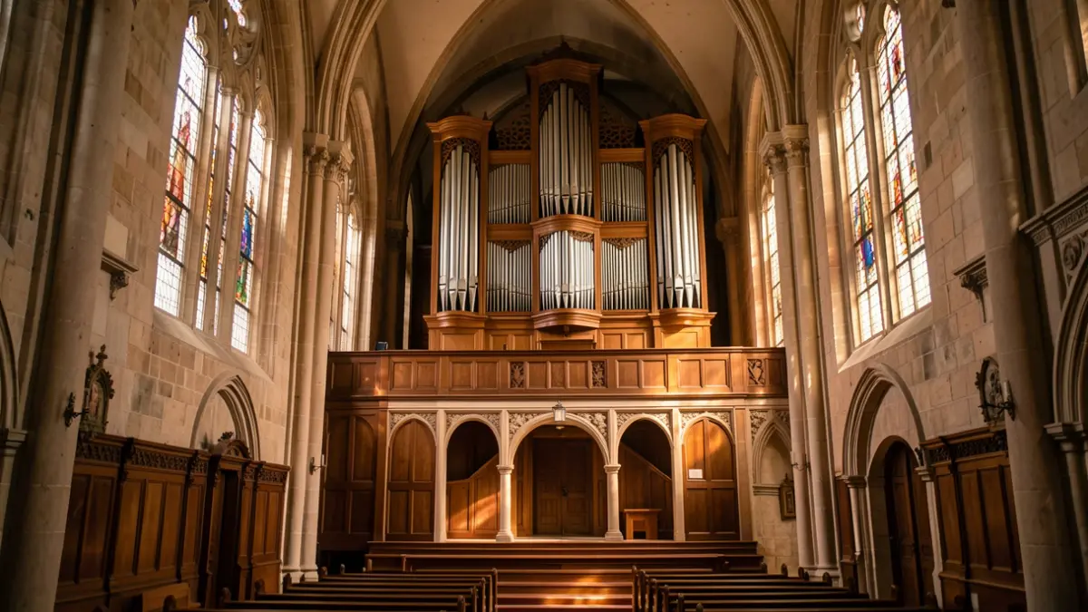 Imatge genèrica d'un orgue de tubs antic en una església catalana.