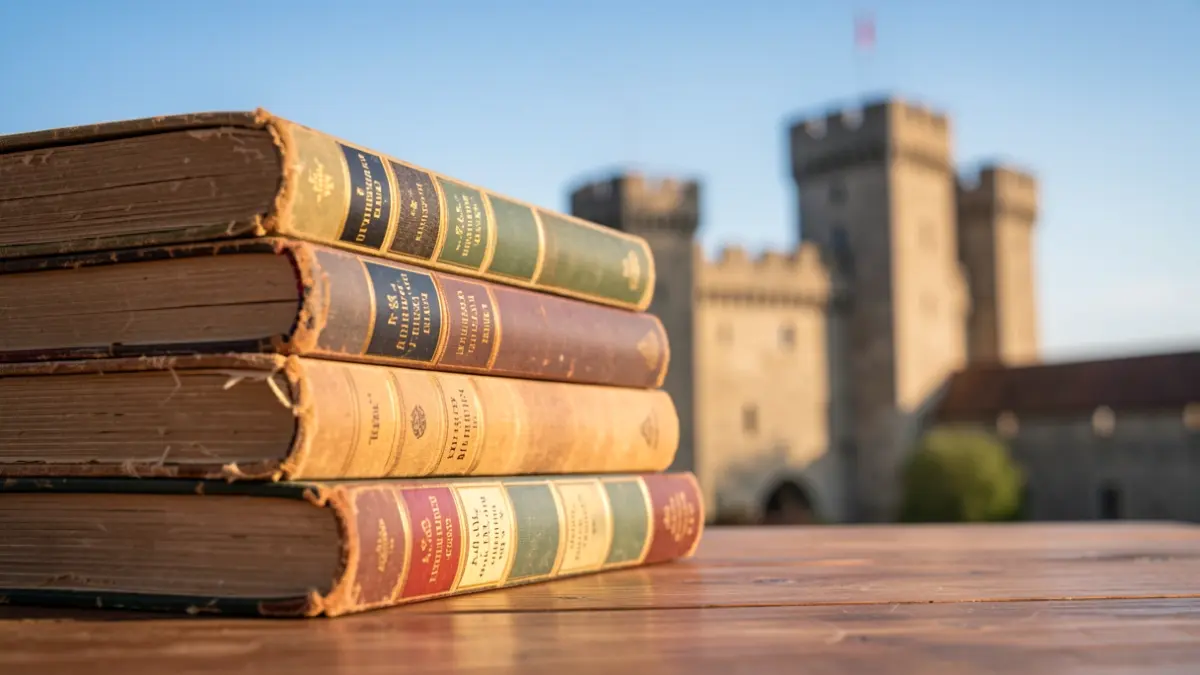 Imagen genérica de libros y un castillo.