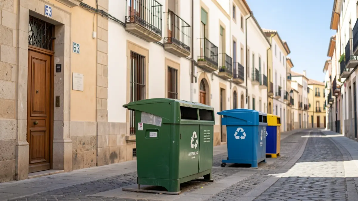 Three new used clothing collection bins on a street in Artés.