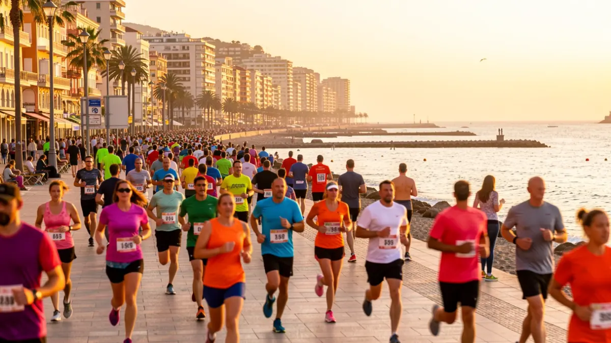 Participants corrent pel passeig Marítim de Badalona durant la cursa solidària 100 km BDN Challenge.
