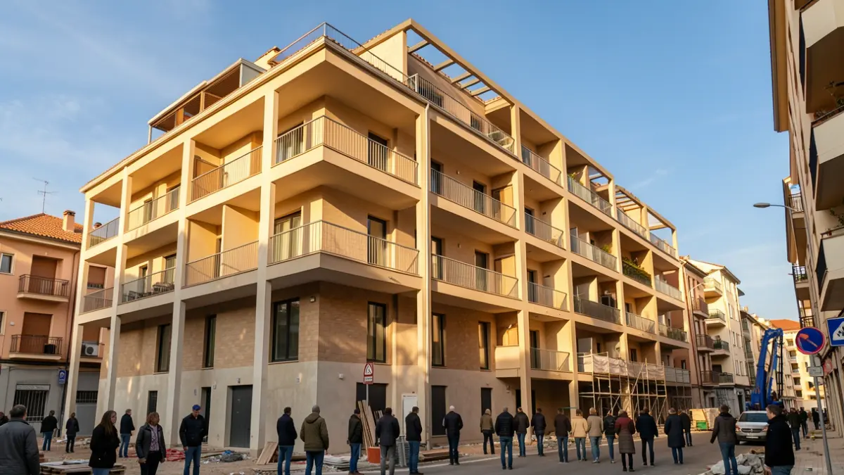 Imagen genérica de un edificio de viviendas públicas en construcción en Badalona.
