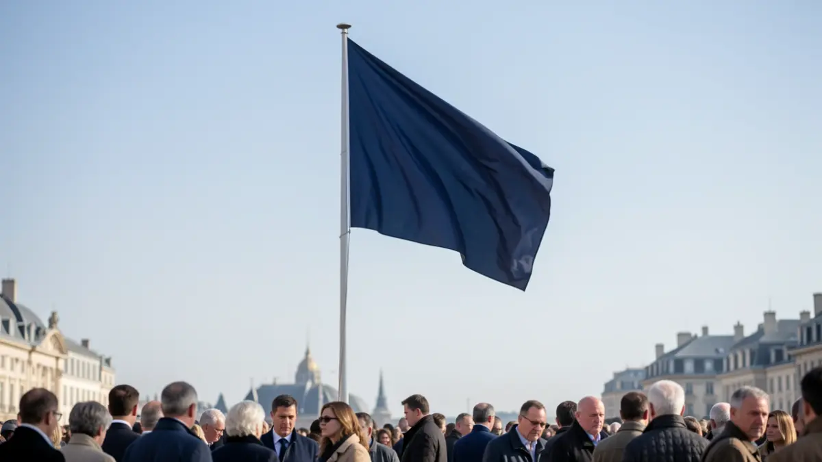 Generic image of an official mourning moment with a flag at half-mast.