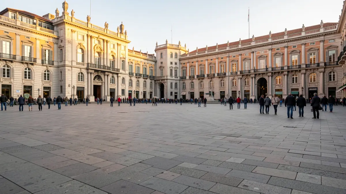 Plaça Sant Jaume de Barcelona amb llum de tarda.