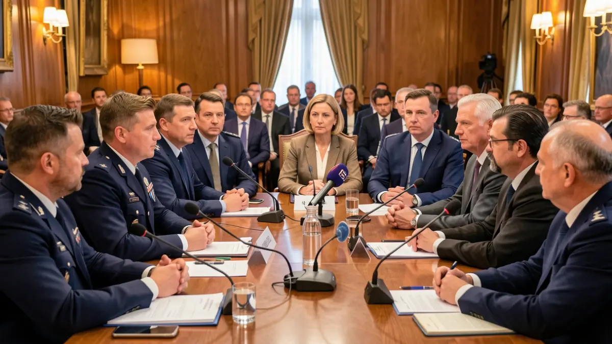 Imagen genérica de representantes institucionales y policiales en una reunión de seguridad.