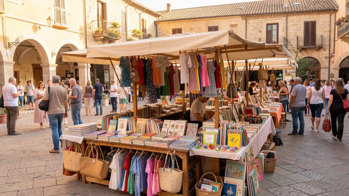 Imagen genérica de un mercado de segunda mano con objetos diversos y gente participando.