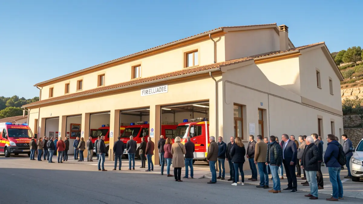 Capellades Fire Station building with emergency vehicles.