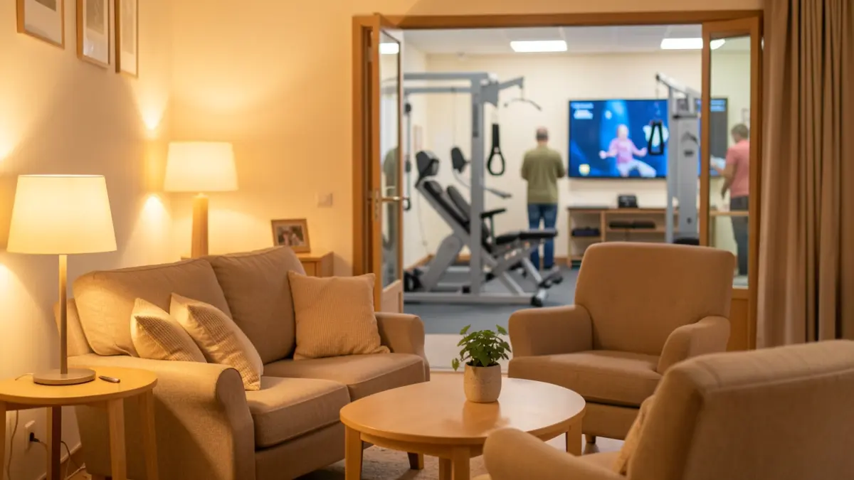 Generic image of a comfortable care space with warm lighting and therapeutic equipment in the background.
