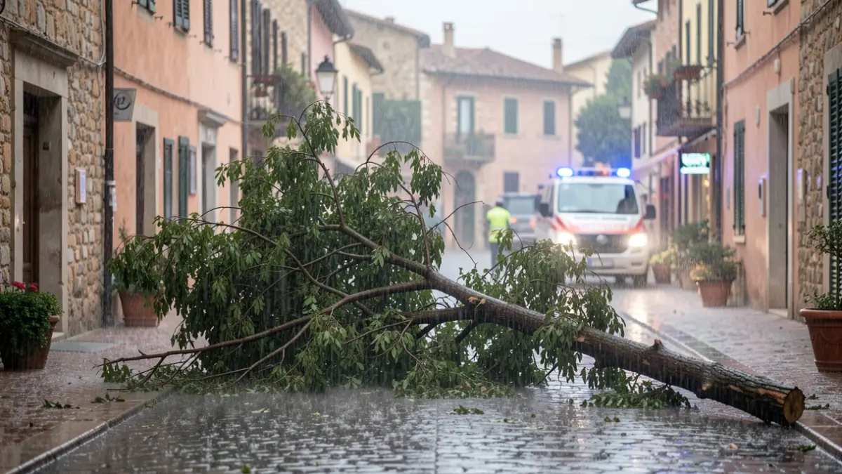 Imagen genérica de lluvia intensa y afectaciones en la calle.